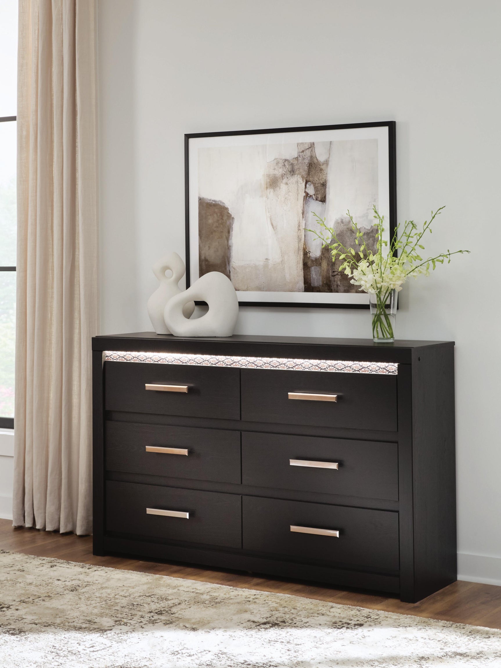Brizmore Black Six Drawer Dresser