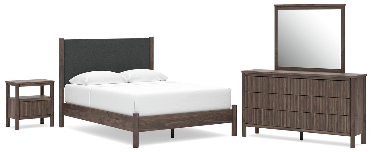 Pamytta Brown Queen Panel Bed, Dresser, Mirror and Nightstand (Online Special Price)