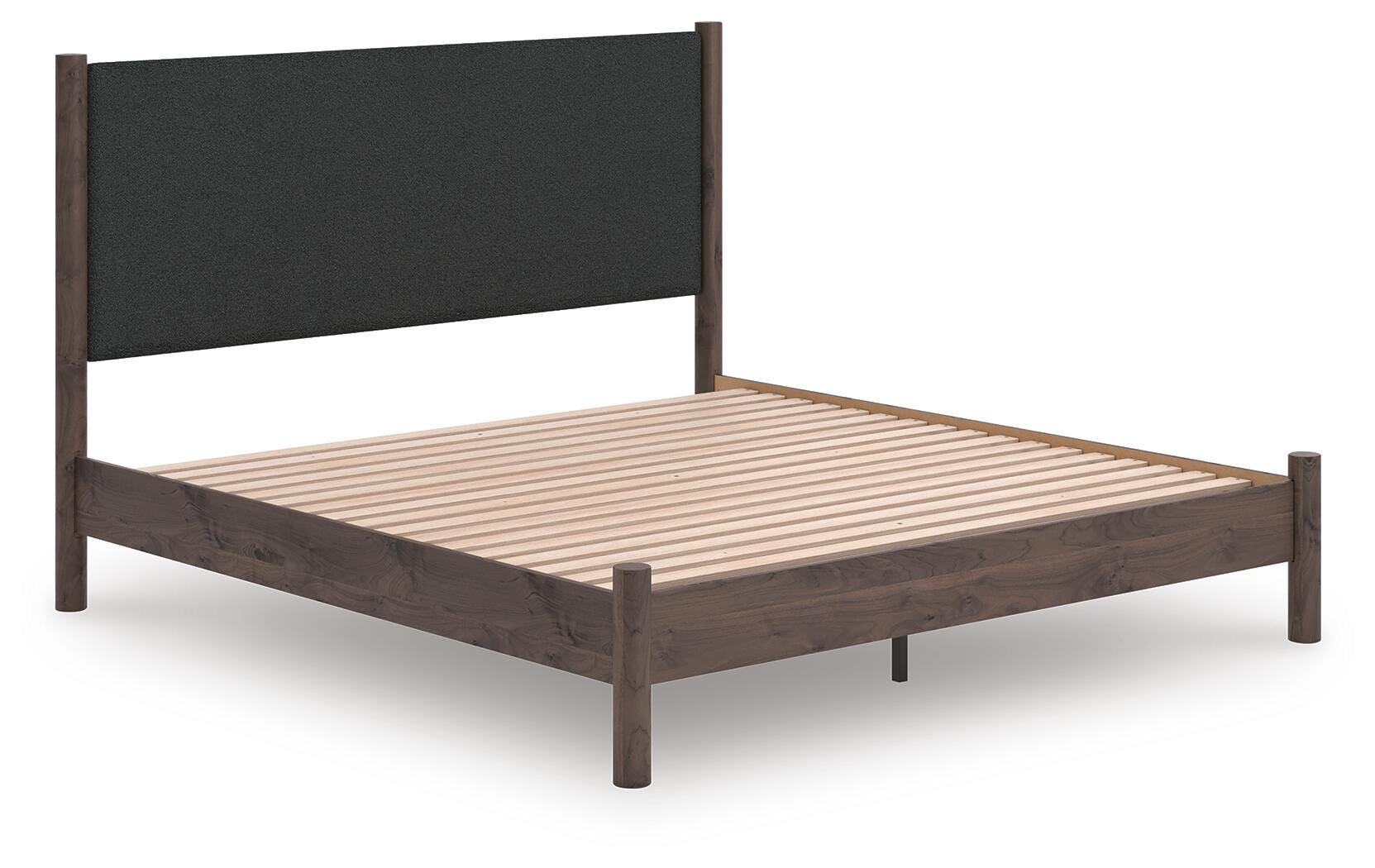 Cadmori Brown King Upholstered Panel Platform Bed (Online Special Price)