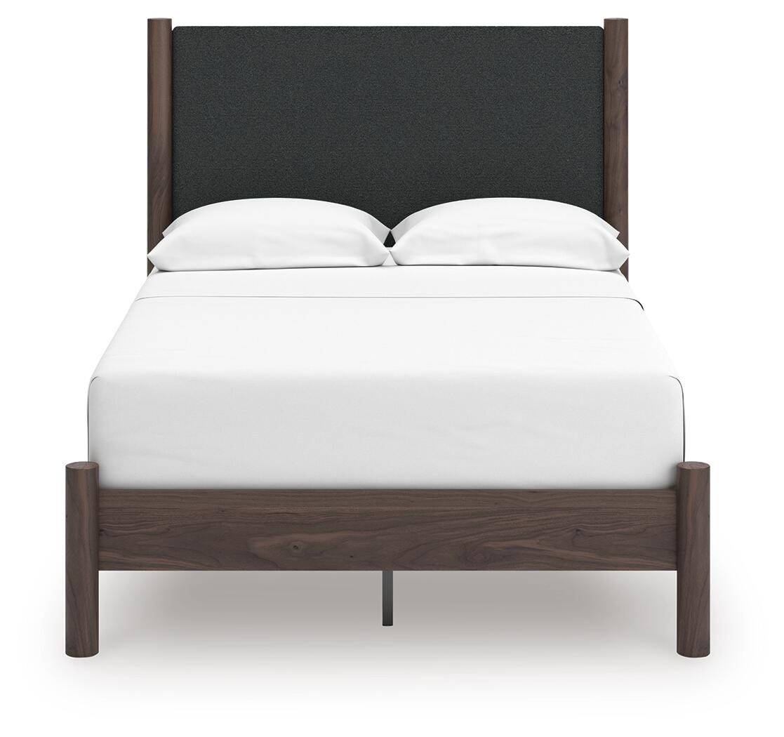 Cadmori Brown Full Upholstered Panel Platform Bed