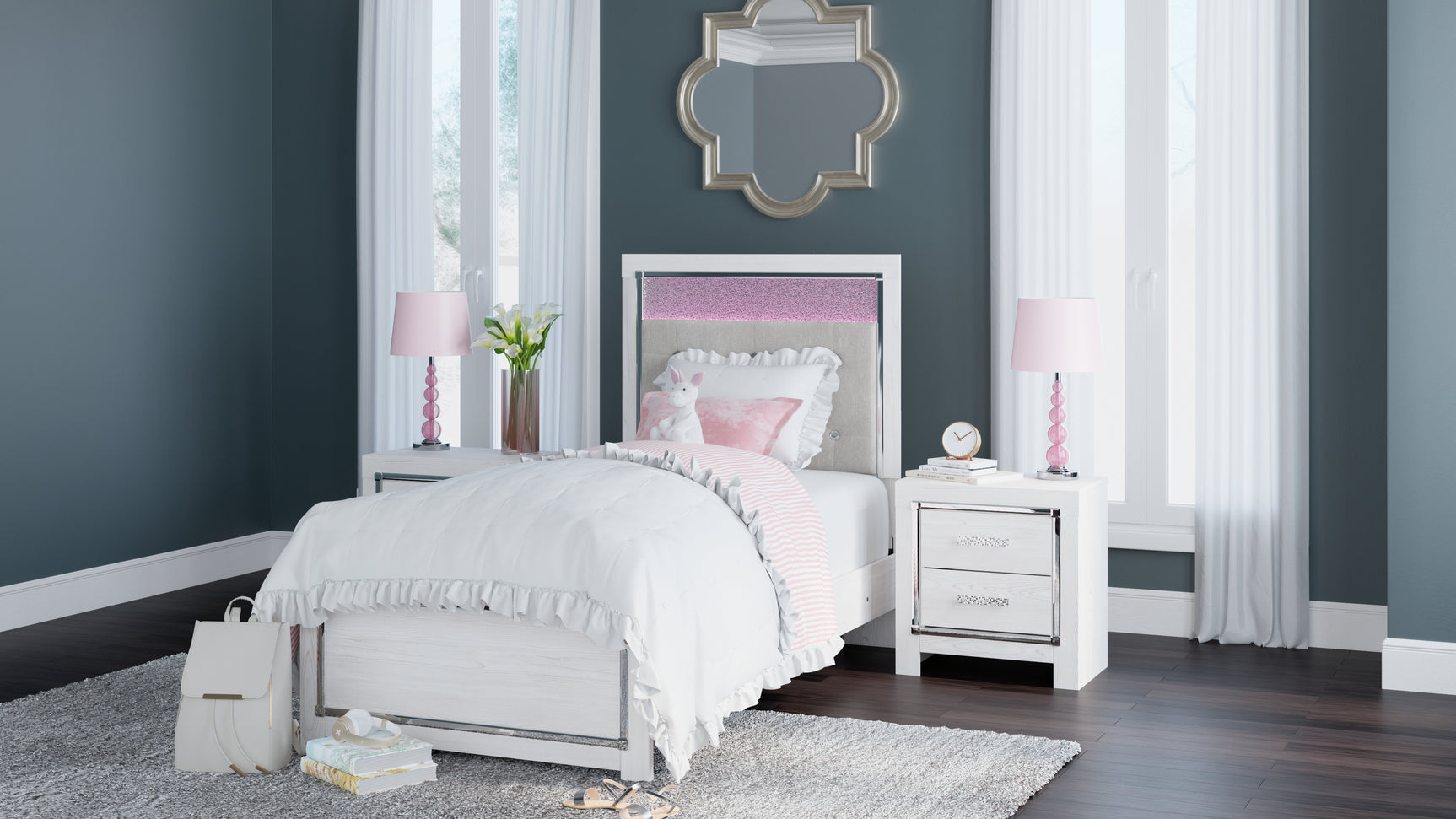 Altyra White Twin Panel Bed