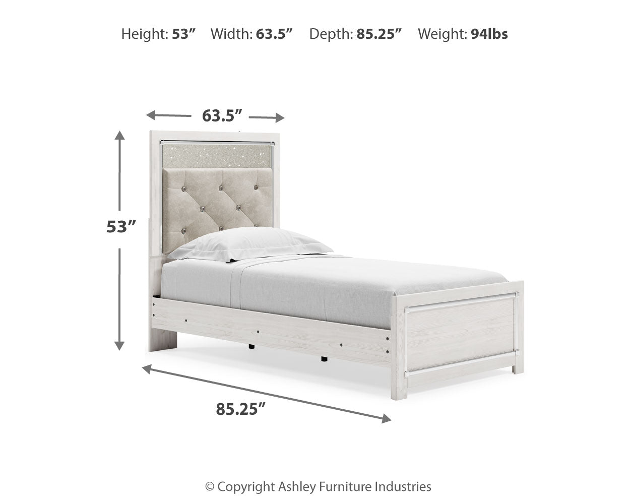 Altyra White Twin Panel Bed