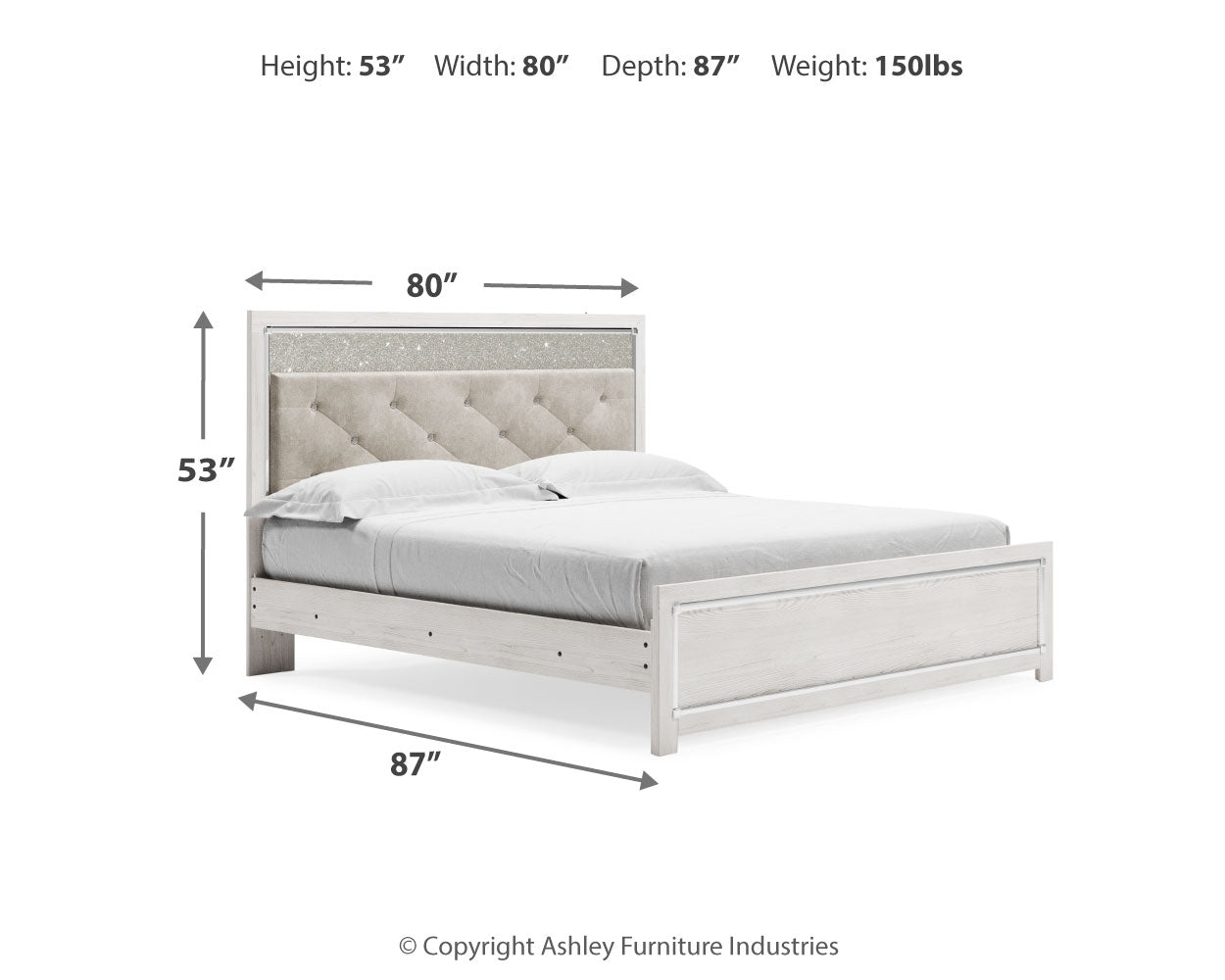 Altyra White King Panel Bed