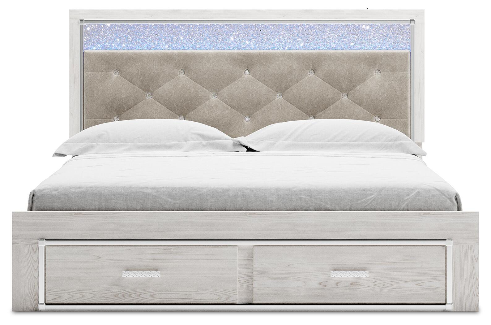 Altyra White King Storage Panel Bed and Nightstand