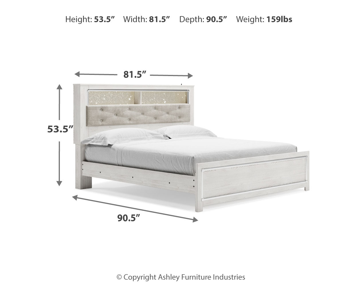 Altyra White King Panel Bookcase Bed