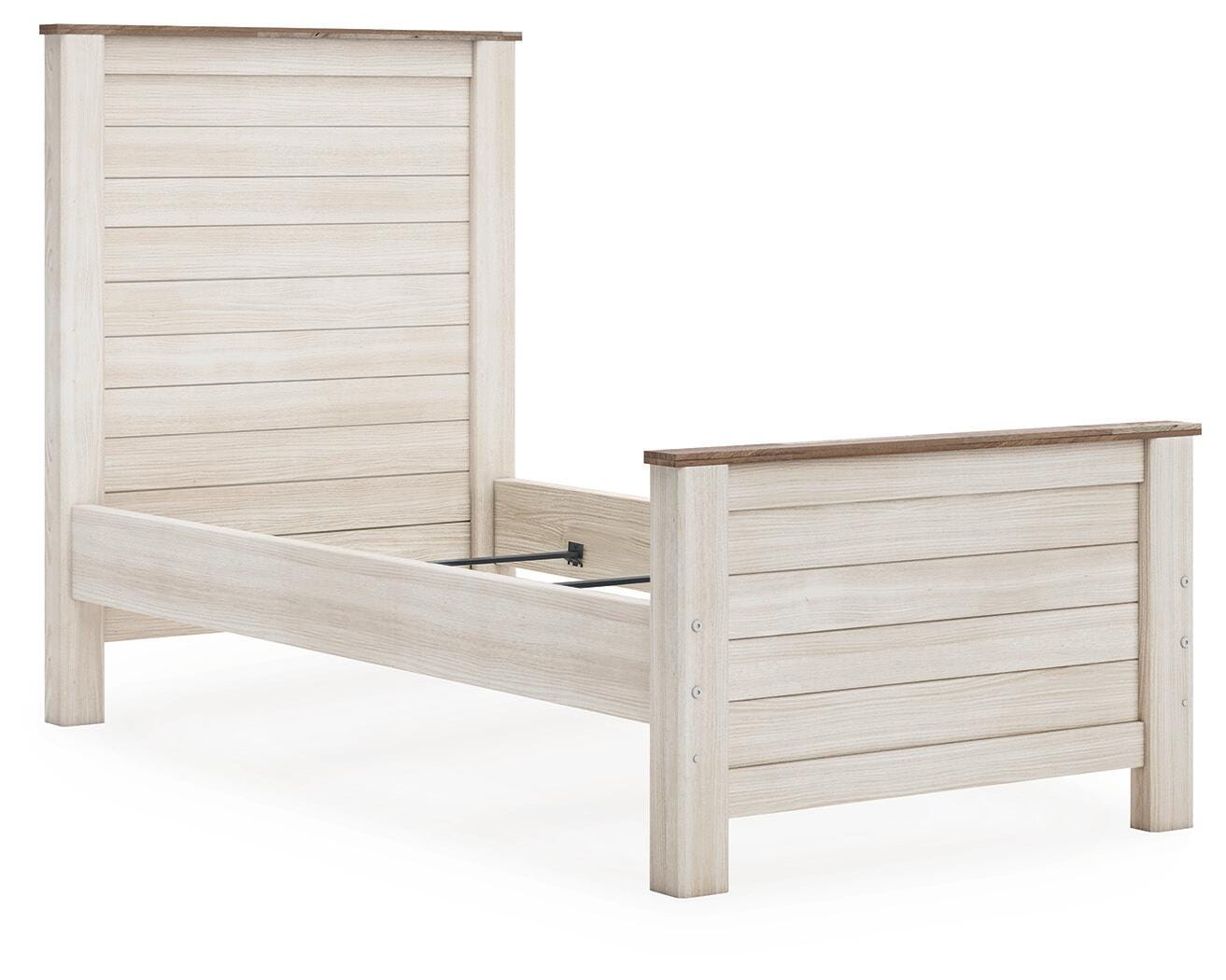 Willowton Whitewash Twin Panel Bed, Dresser and Mirror (Online Special Price)