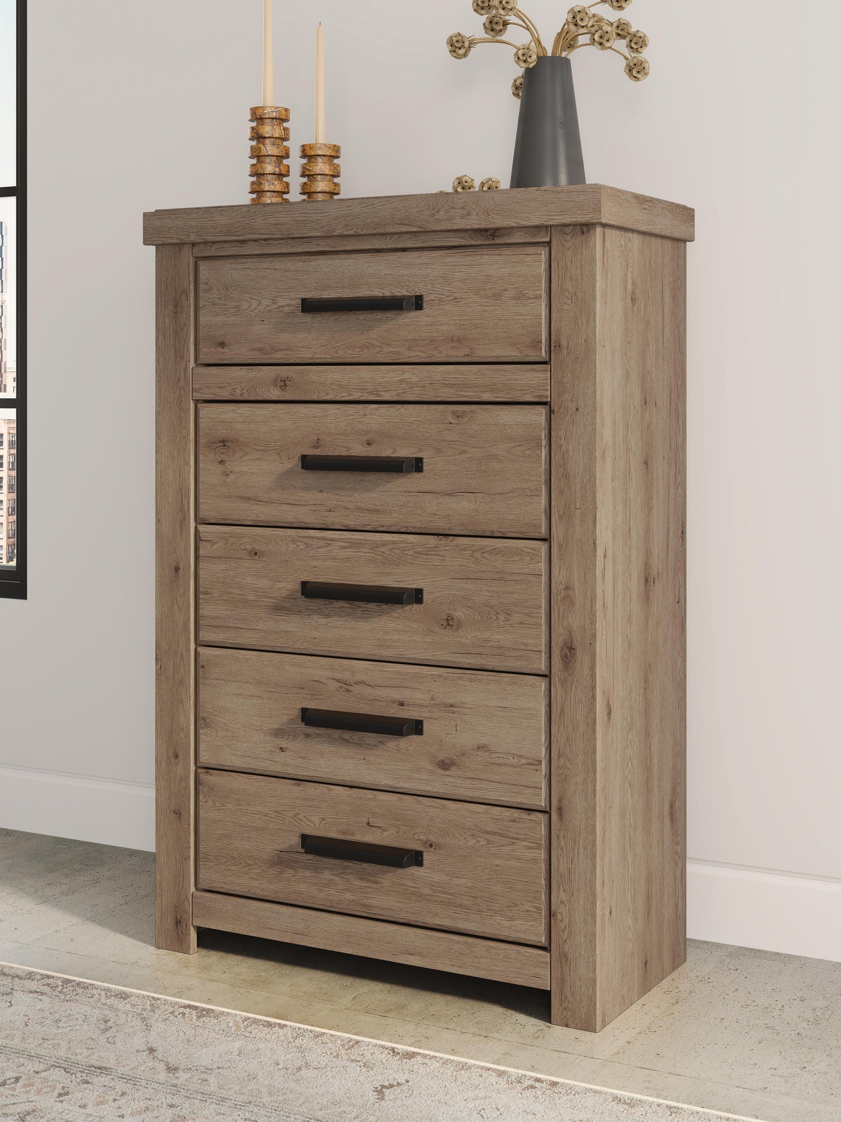 Garistyn Light Brown Chest of Drawers