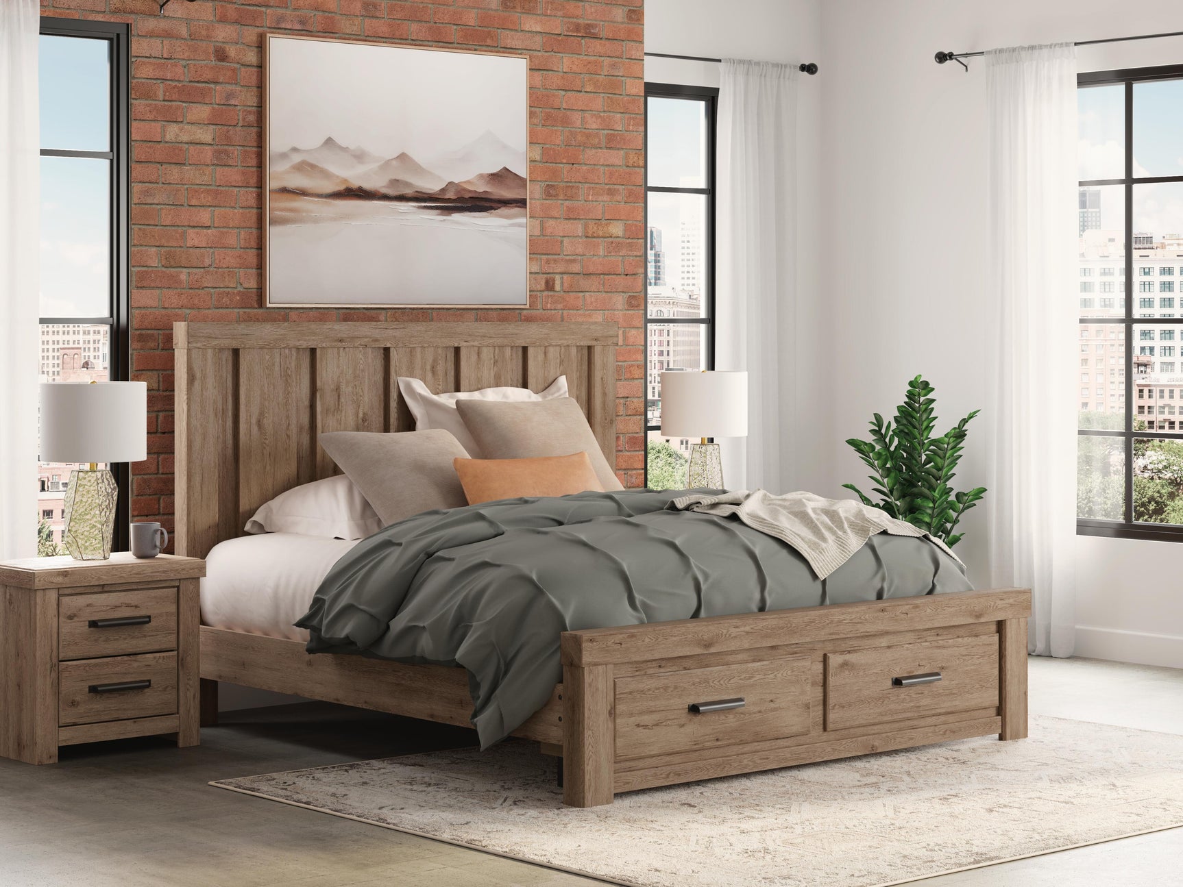 Garistyn Light Brown King Panel Storage Bed (Online Special Price)