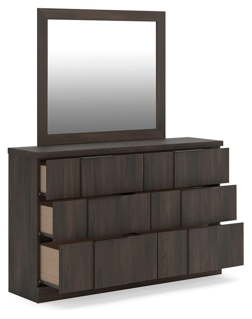 Shaehartin Dark Brown Dresser and Mirror (Online Special Price)
