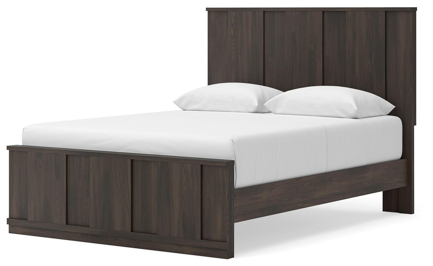 Shaehartin Dark Brown Queen Panel Platform Bed