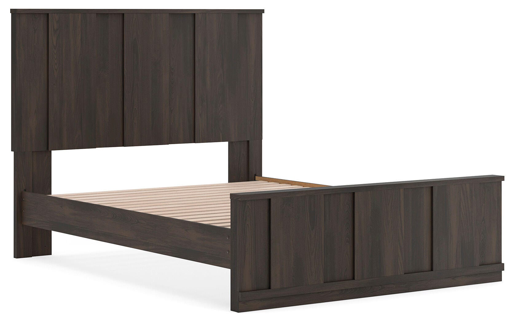 Shaehartin Dark Brown Queen Panel Platform Bed
