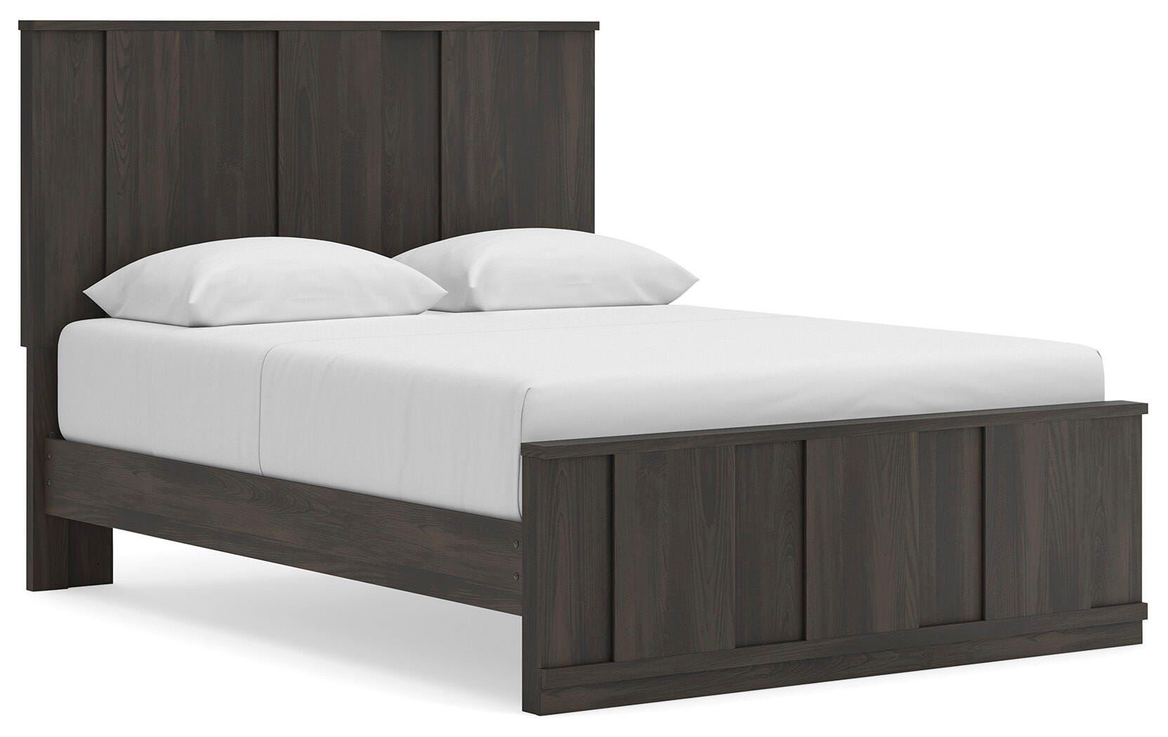 Shaehartin Dark Brown Queen Panel Platform Bed