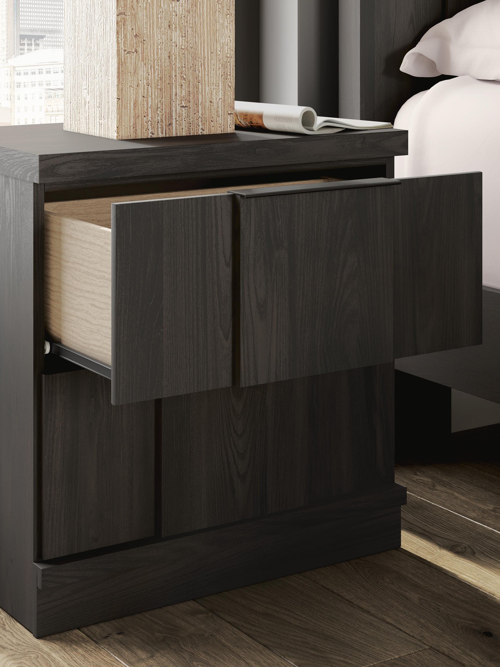 Shaehartin Dark Brown Two Drawer Nightstand (Online Special Price)