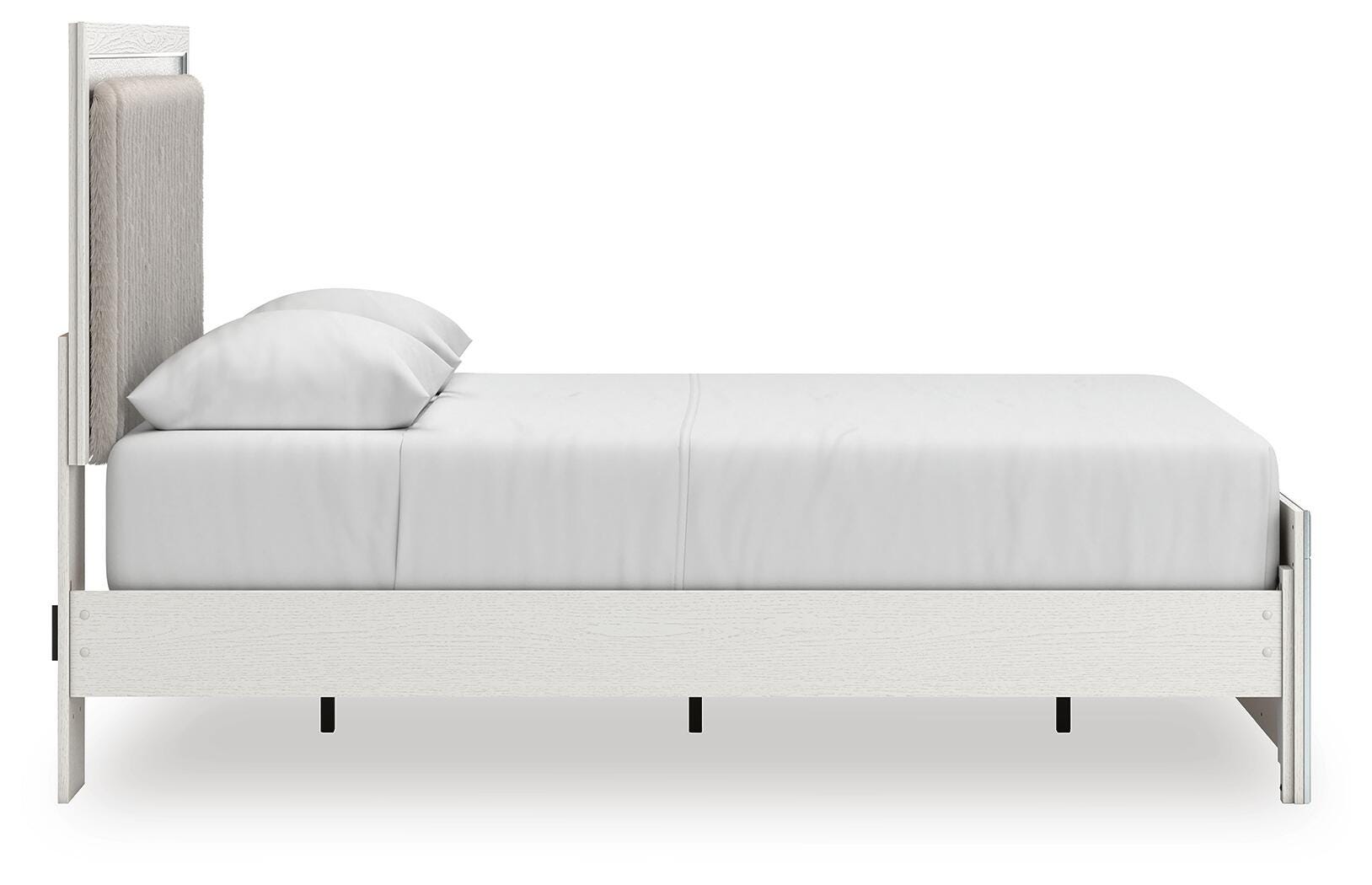 Birmonton White Queen Upholstered Panel Platform Bed