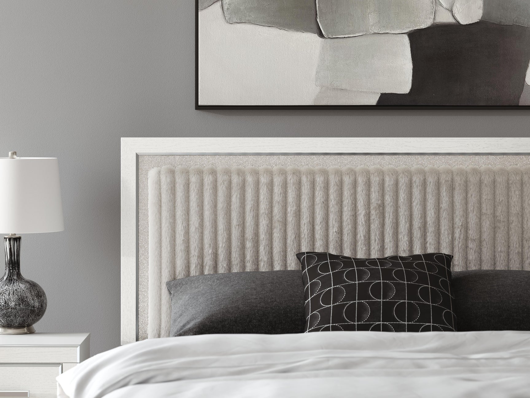Birmonton White King Upholstered Panel Bed (Online Special Price)
