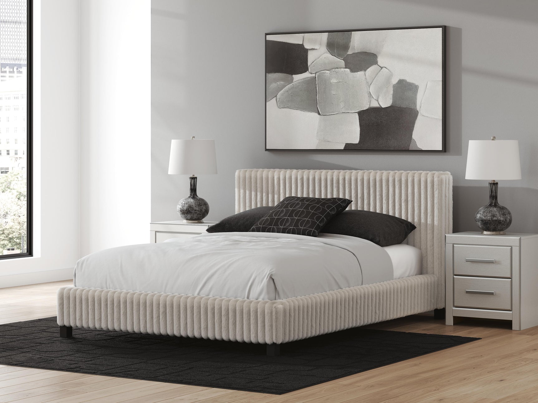 Birmonton White Queen Upholstered Bed
