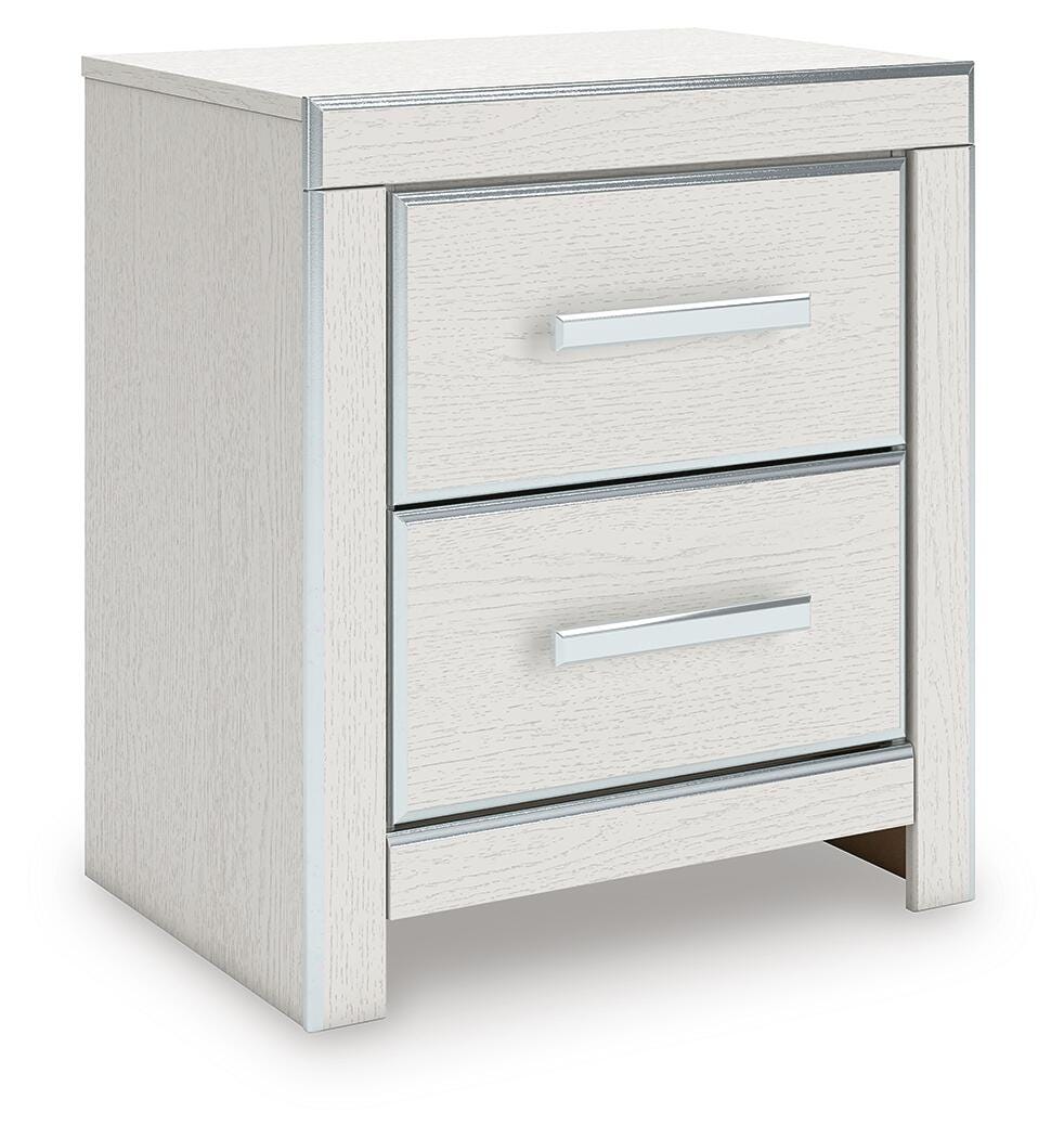 Zuraleus White King Upholstered Panel Bed, Dresser, Mirror and Nightstand (Online Special Price)