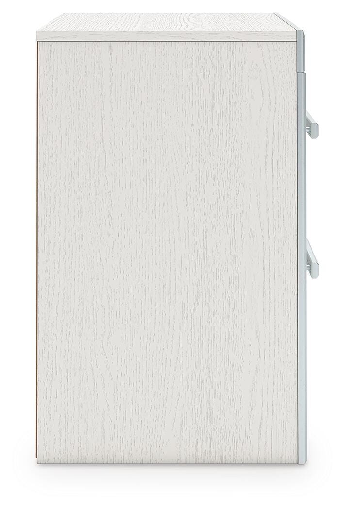 Zuraleus White King Upholstered Panel Bed, Dresser, Mirror and Nightstand (Online Special Price)