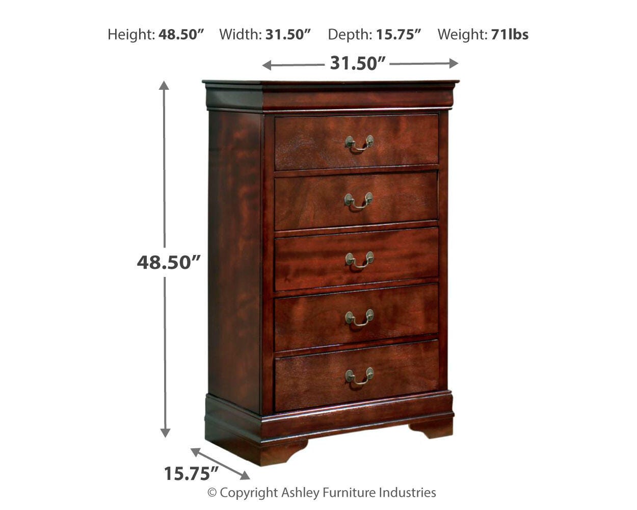 Alisdair Reddish Brown Queen Sleigh Bed, Chest and Nightstand (Online Special Price)