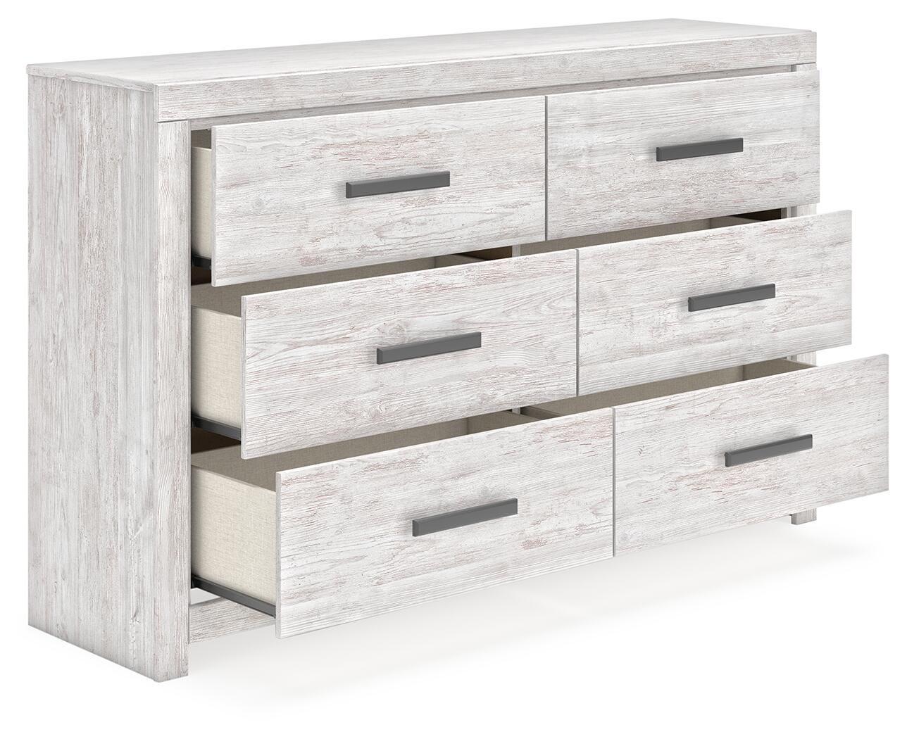 Cayboni Whitewash King Panel Bed, Dresser and Nightstand