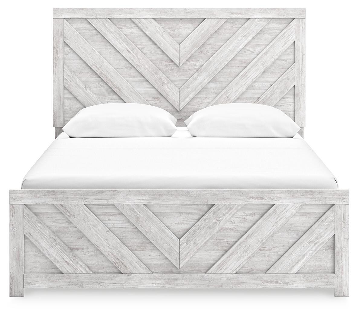 Cayboni Whitewash Queen Panel Bed, Chest and Nightstand