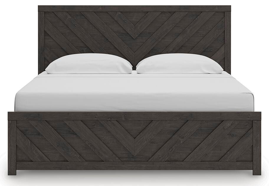 Prendonea Charcoal King Panel Bed, Dresser and Nightstand (Online Special Price)