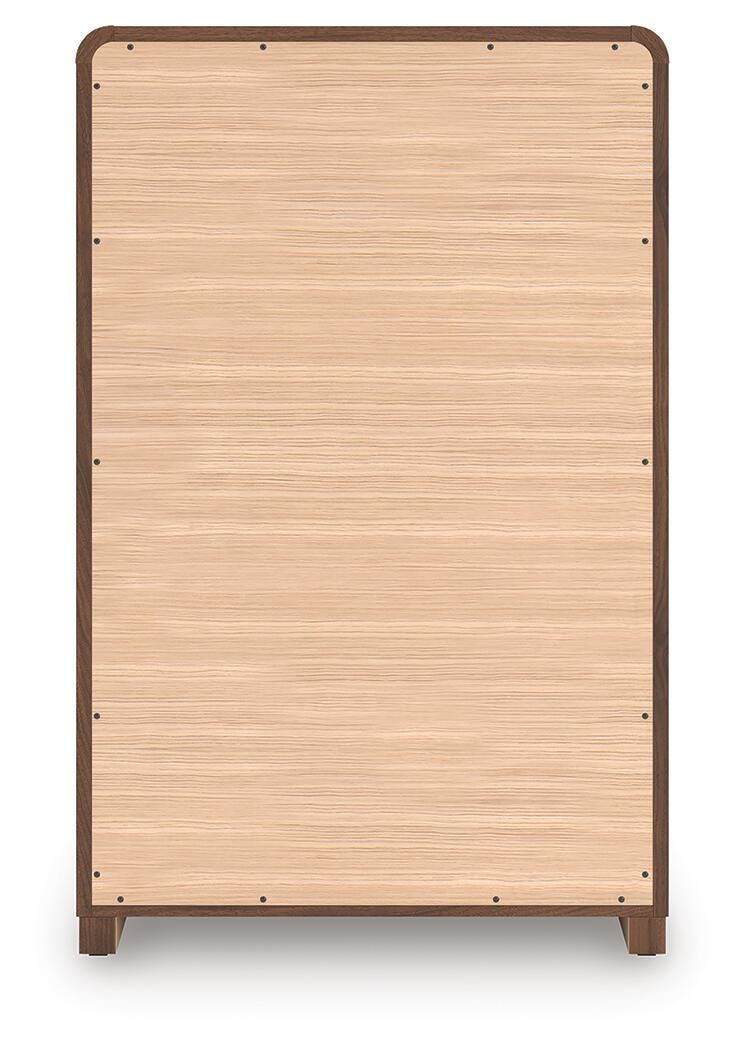 Fortlorn Walnut Brown King Panel Bed, Dresser, Mirror and Chest