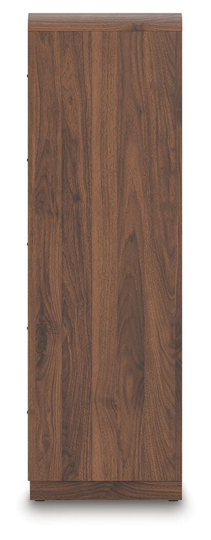 Fortlorn Walnut Brown King Panel Bed, Dresser, Mirror and Chest