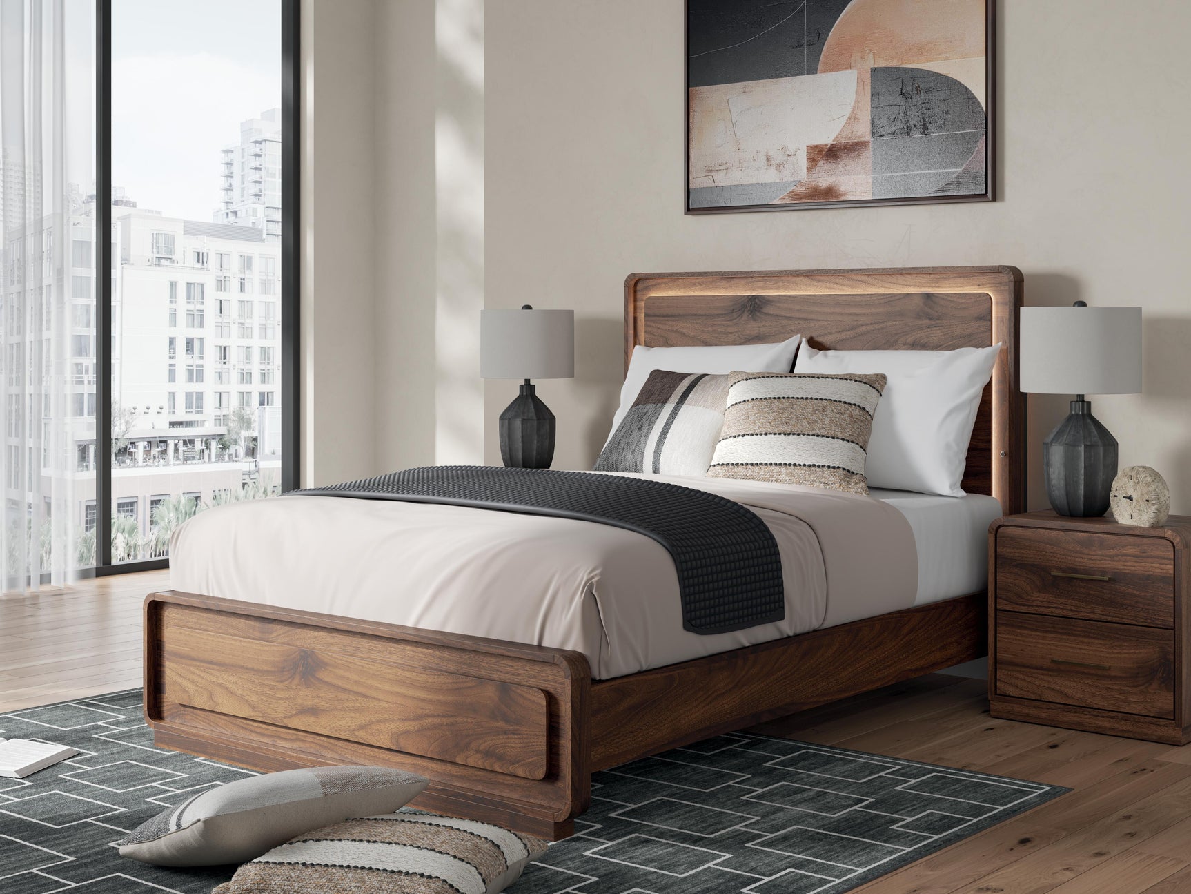 Hollinaze Walnut Brown Queen Panel Bed (Online Special Price)