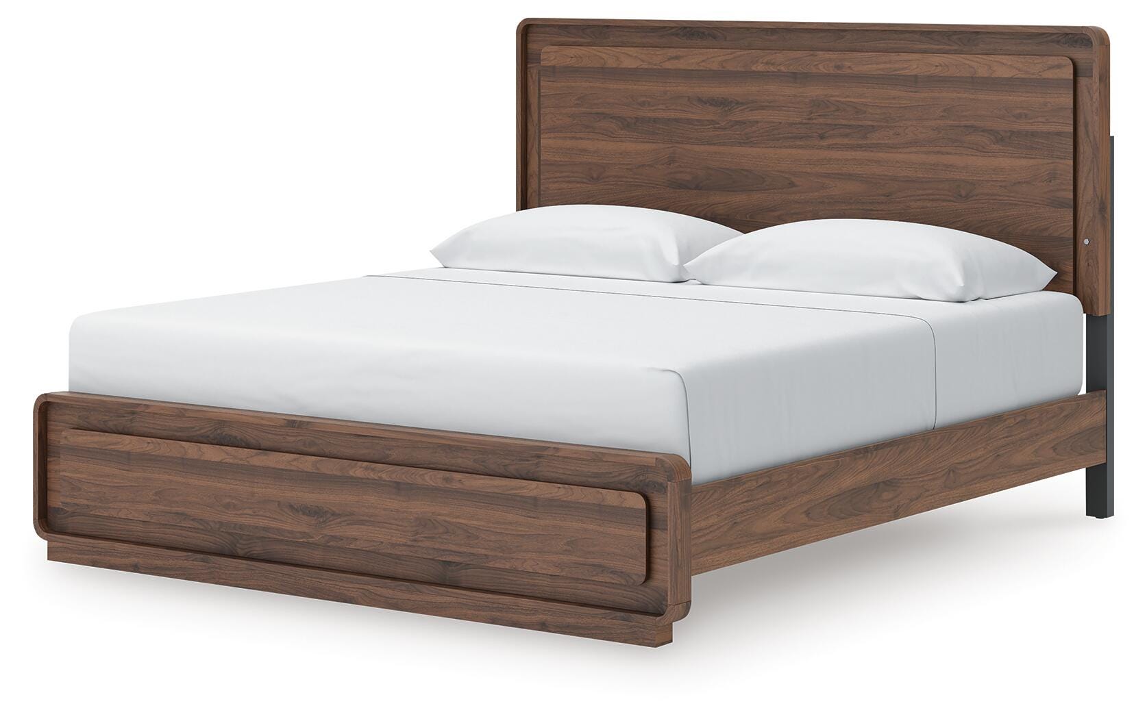 Fortlorn Walnut Brown King Panel Bed, Dresser, Mirror and Chest