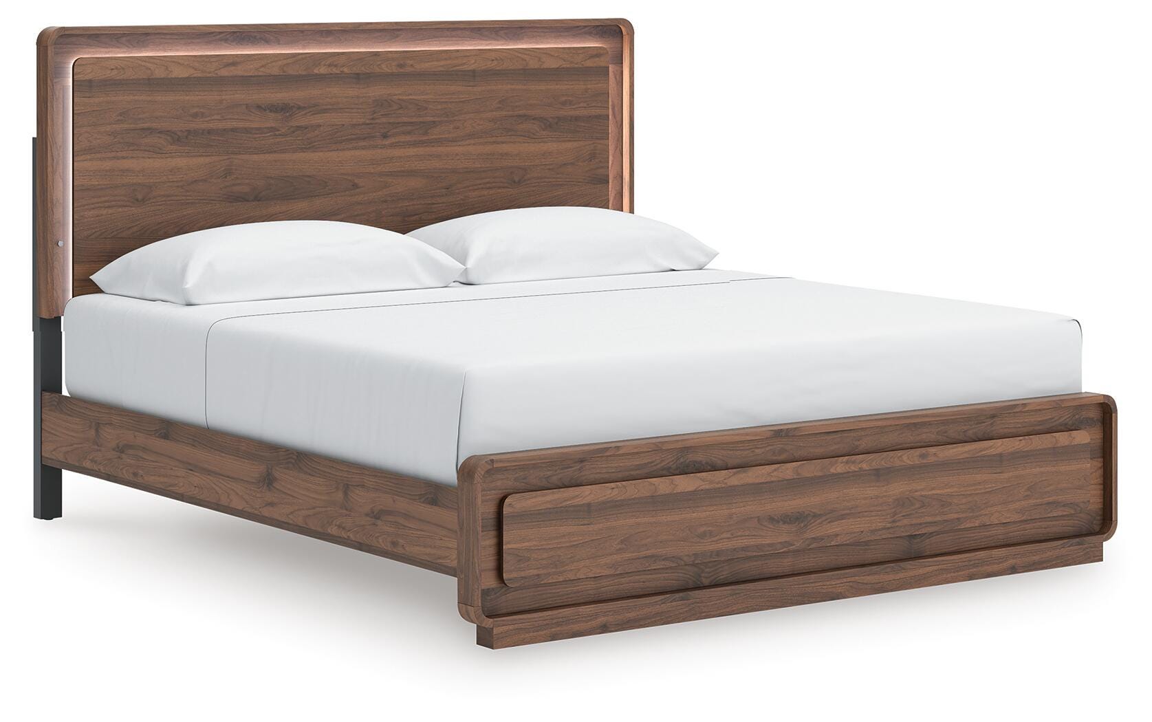 Fortlorn Walnut Brown King Panel Bed, Dresser, Mirror and Chest