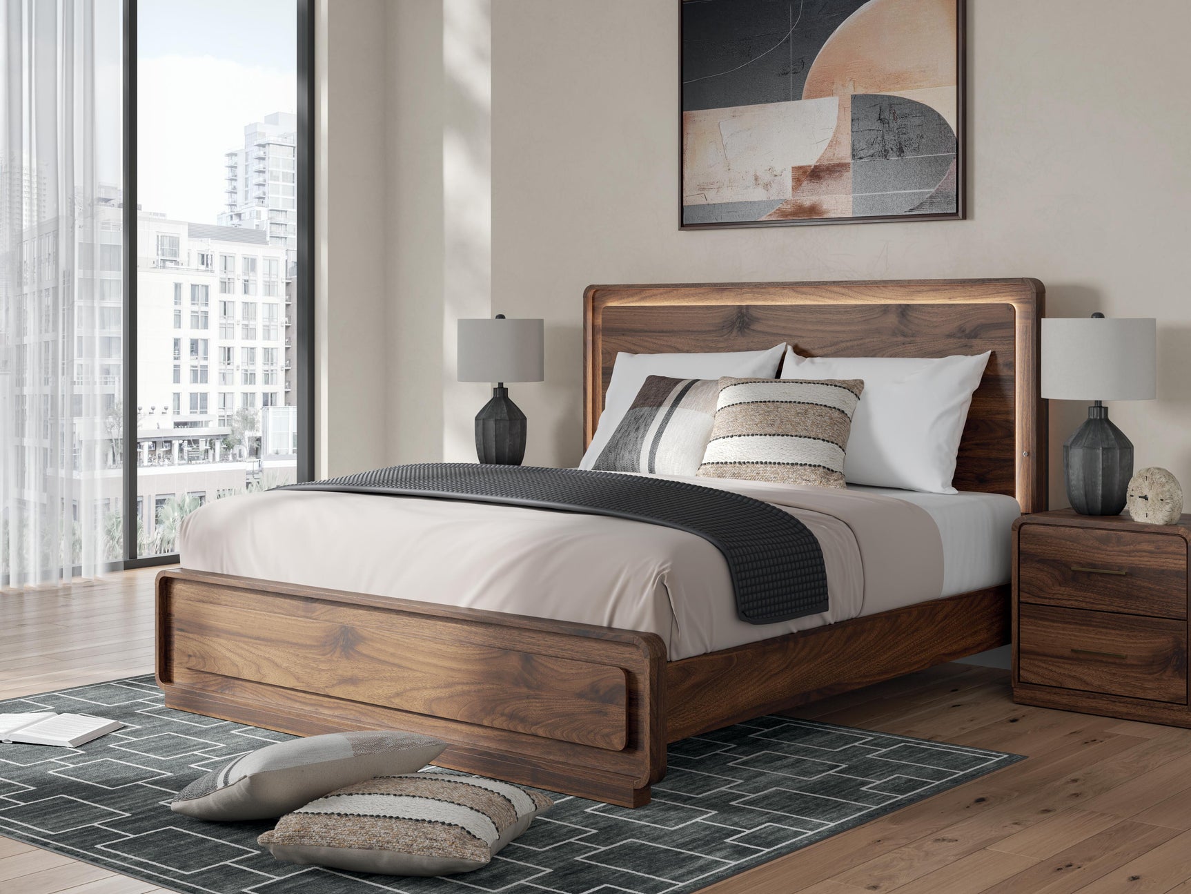 Hollinaze Walnut Brown King Panel Bed