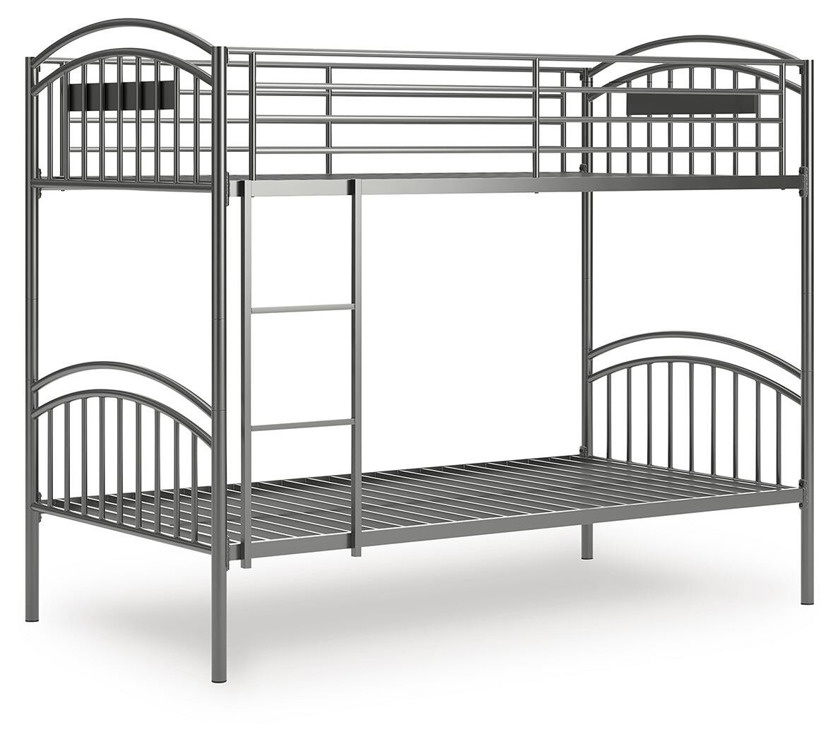Hilletran Gray Twin over Twin Bunk Bed with Ladder