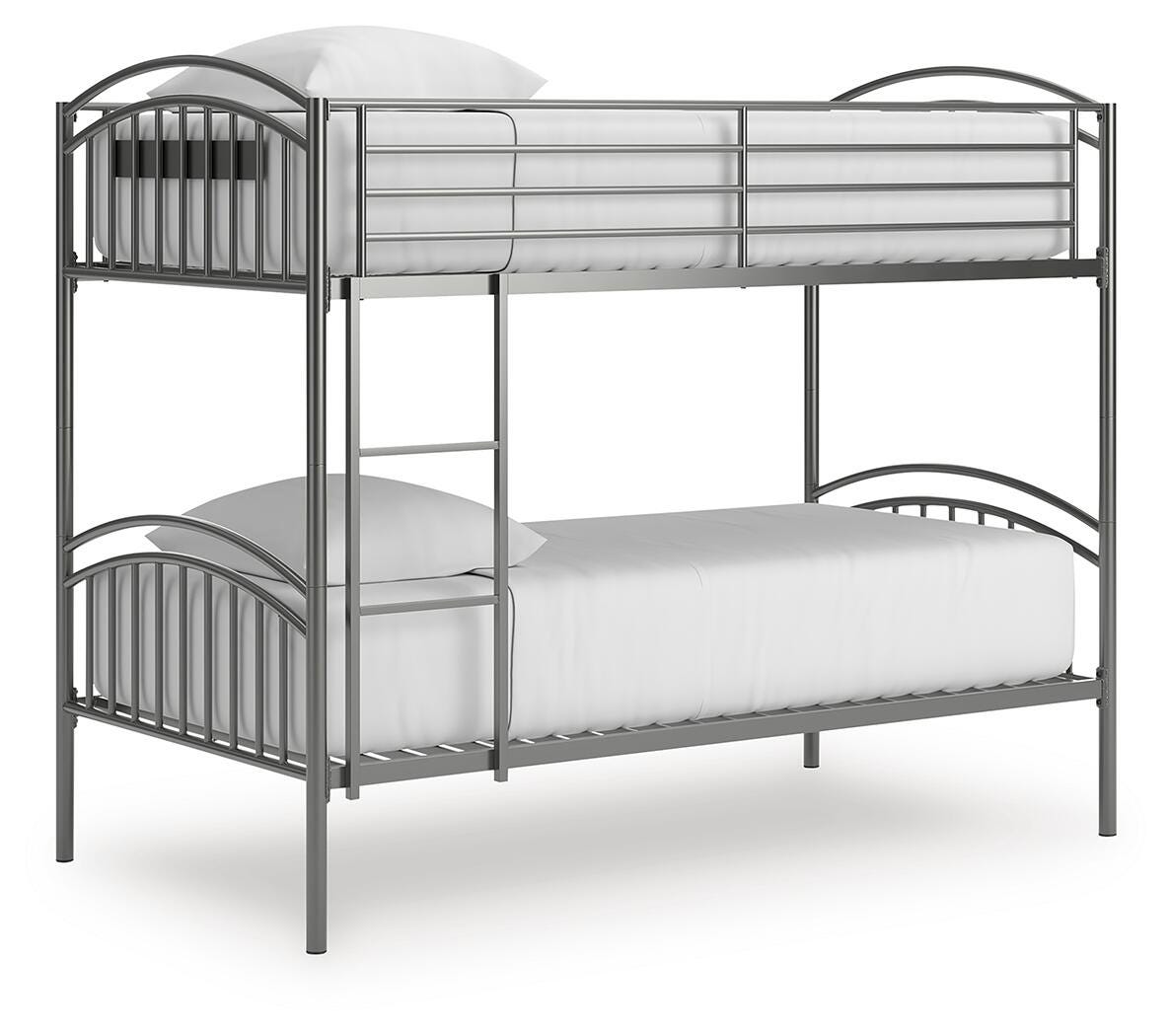Hilletran Gray Twin over Twin Bunk Bed with Ladder