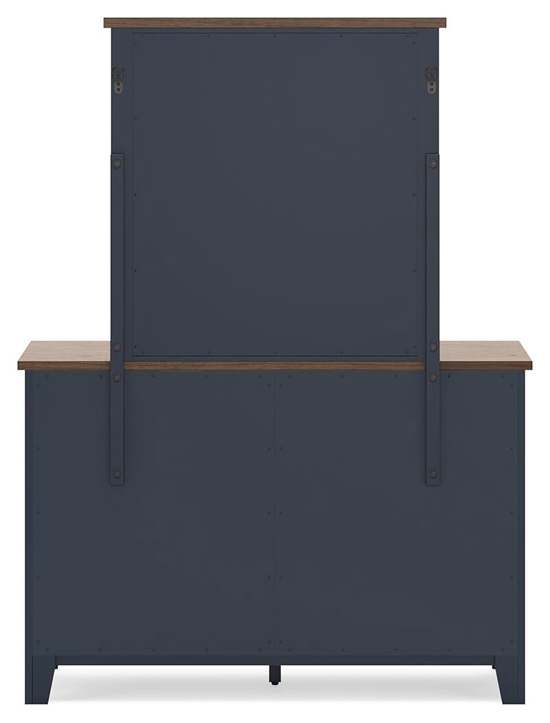 Landocken Brown/Blue Queen Panel Bed, Dresser, Mirror and Nightstand (Online Special Price)
