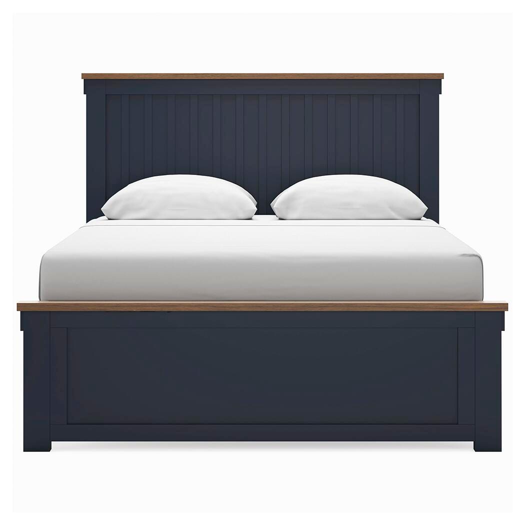 Landocken Brown/Blue Queen Panel Bed, Dresser, Mirror and Nightstand (Online Special Price)