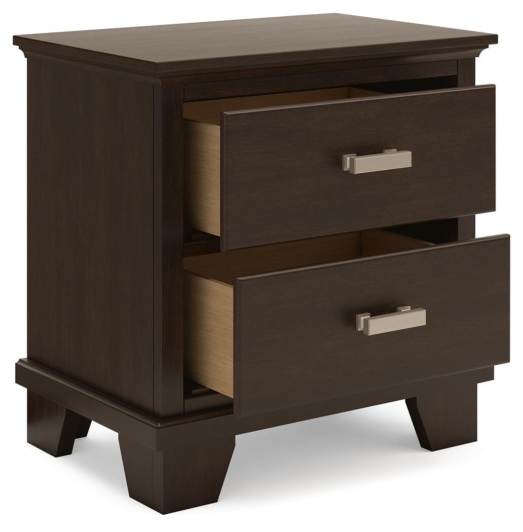 Covetown Dark Brown California King Panel Bed and 2 Nightstands (Online Special Price)