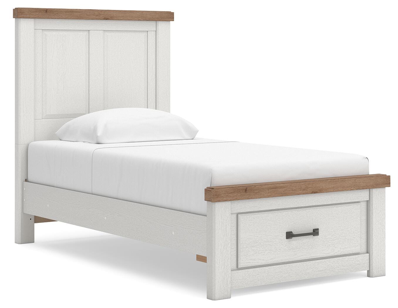Savonport White/Brown Twin Panel Storage Bed (Online Special Price)