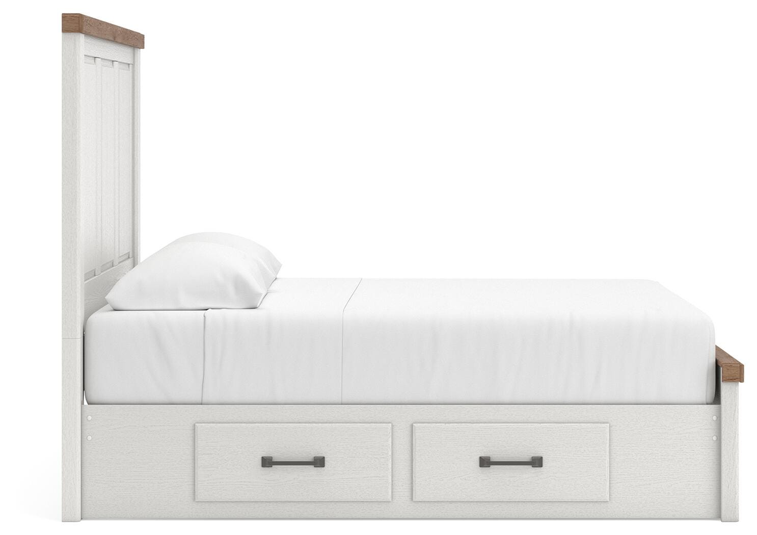 Savonport White/Brown Queen Panel Bed with Storage