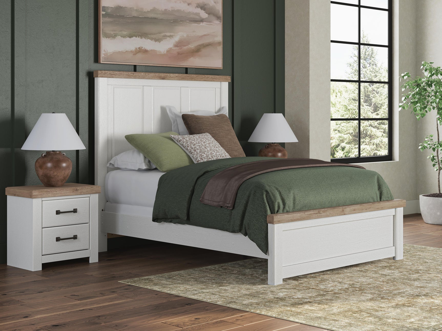 Savonport White/Brown Queen Panel Bed (Online Special Price)