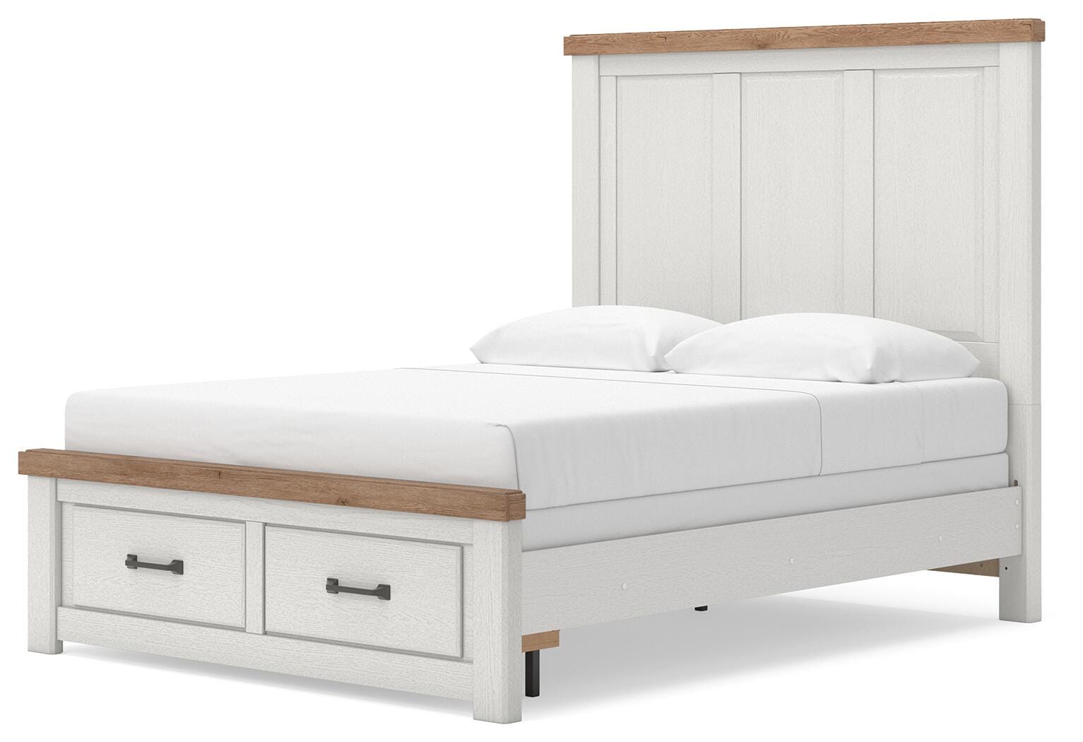 Savonport White/Brown Queen Panel Storage Bed (Online Special Price)