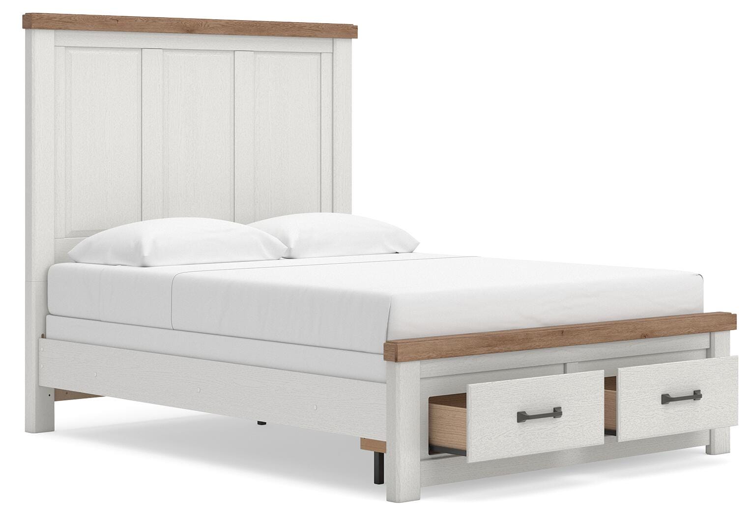 Savonport White/Brown Queen Panel Storage Bed (Online Special Price)