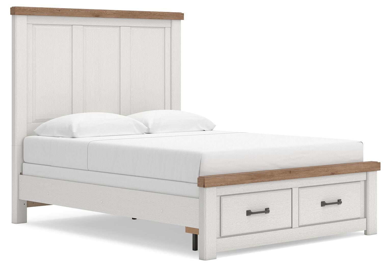 Savonport White/Brown Queen Panel Storage Bed (Online Special Price)