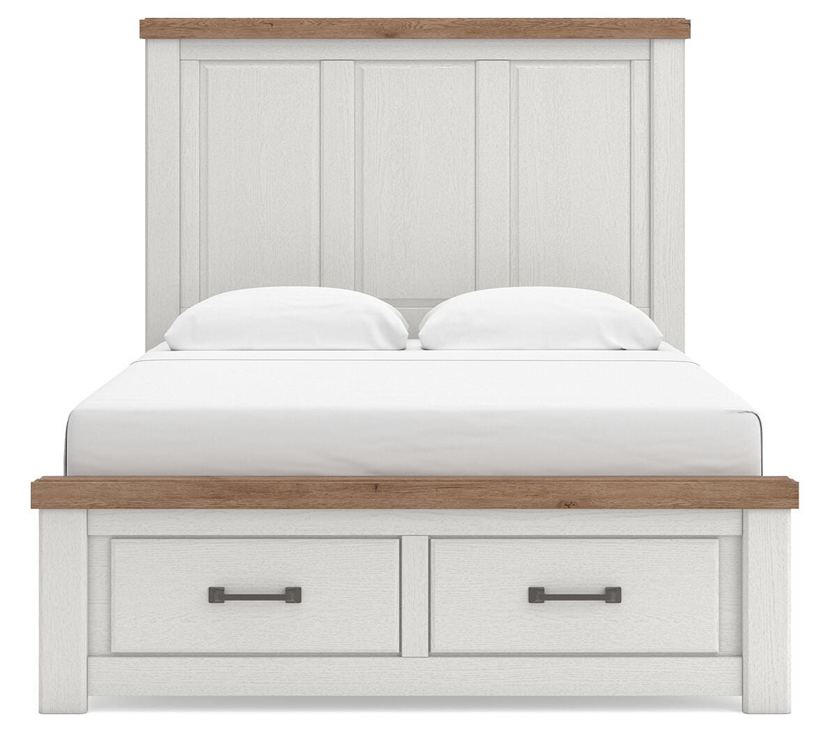 Savonport White/Brown Queen Panel Storage Bed (Online Special Price)