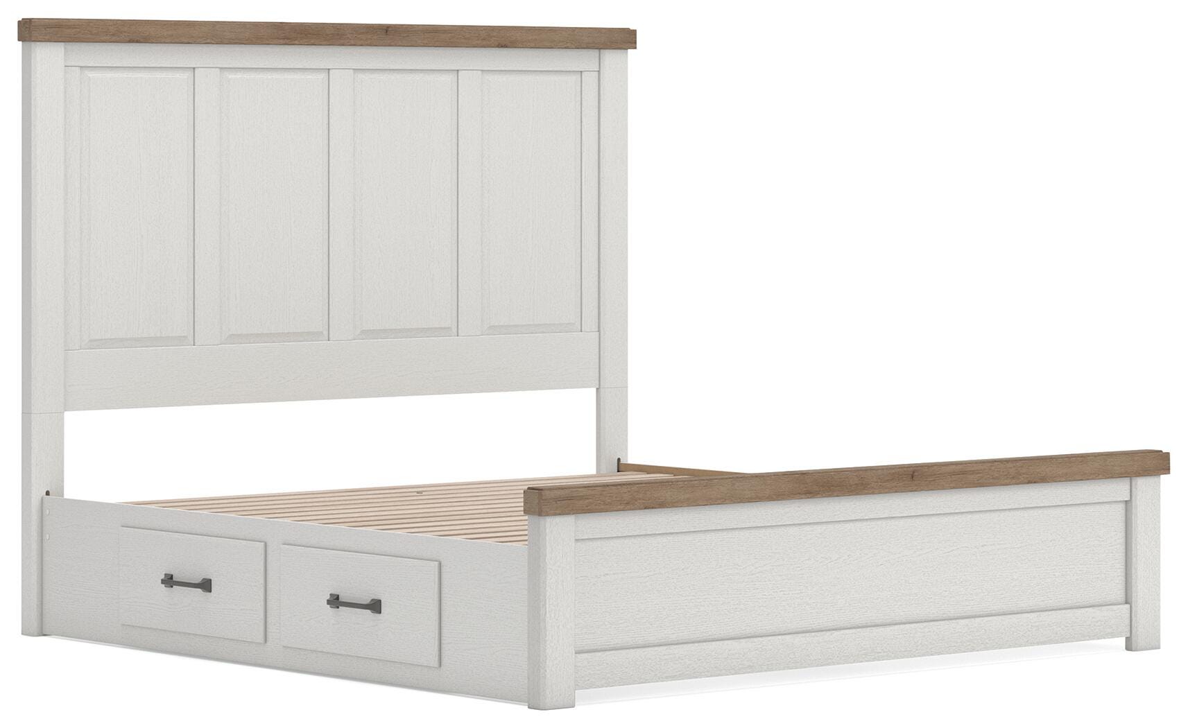 Savonport White/Brown King Panel Bed with Storage (Online Special Price)