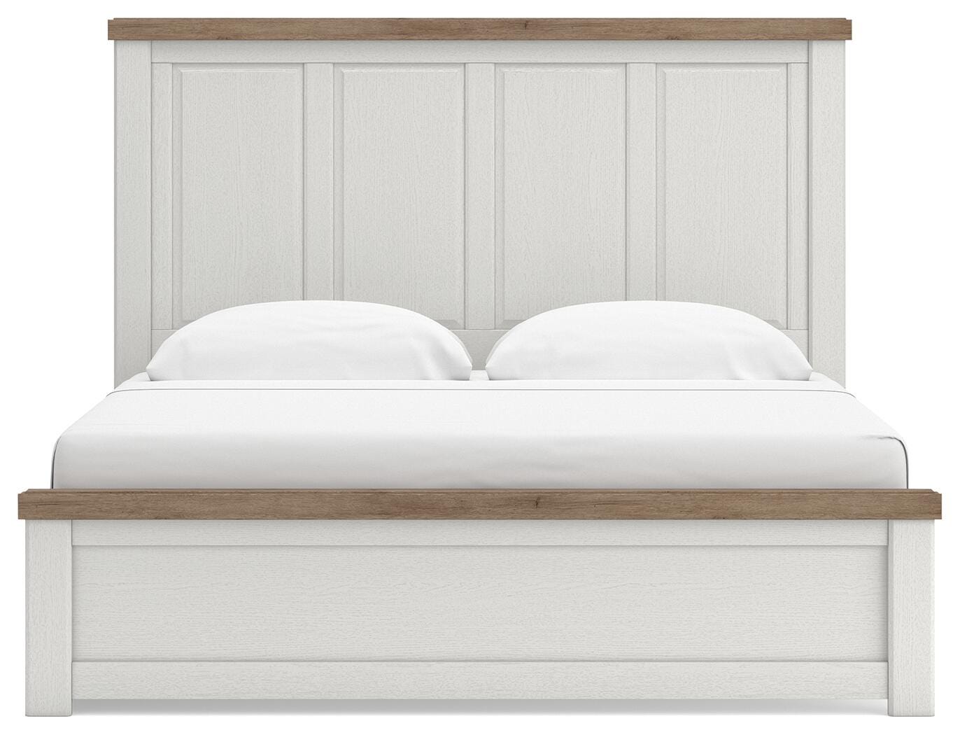 Savonport White/Brown King Panel Bed with Storage (Online Special Price)