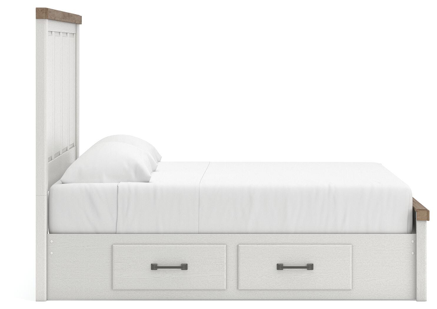 Savonport White/Brown King Panel Bed with Storage (Online Special Price)