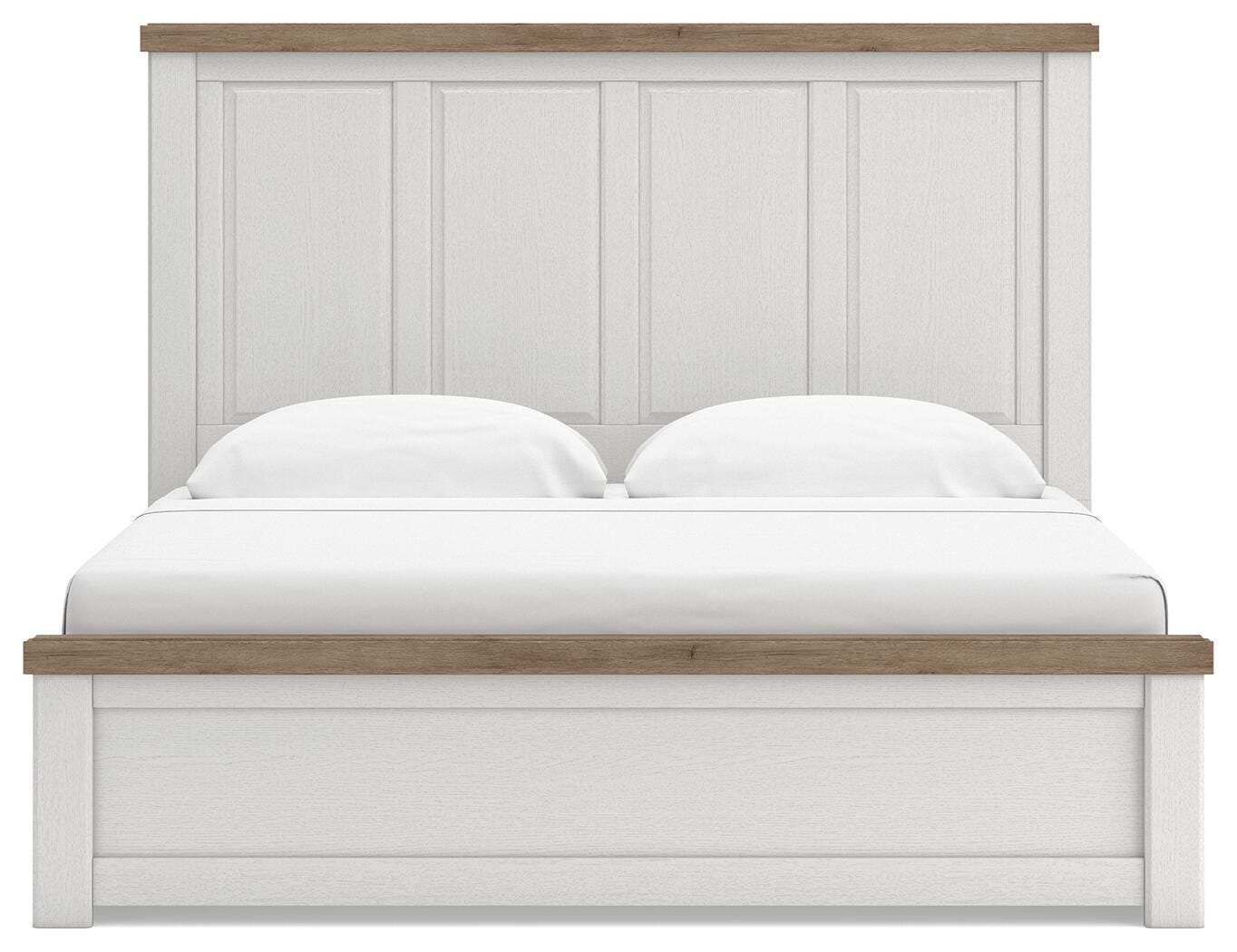 Savonport White/Brown King Panel Bed w/ 2 Under Bed Storage (Online Special Price)