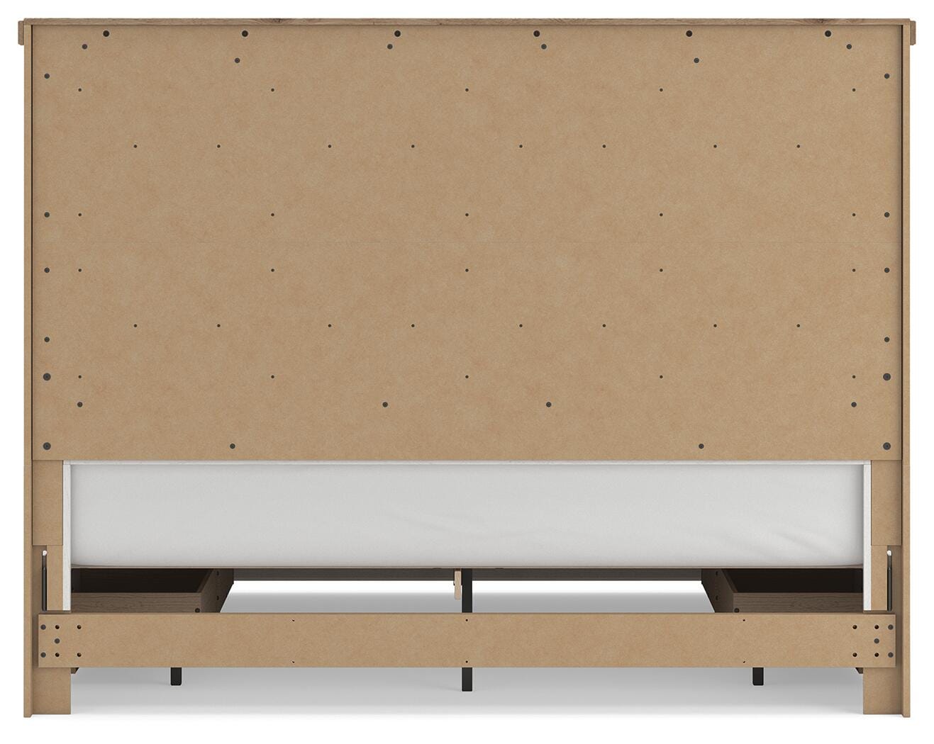 Savonport White/Brown King Panel Storage Bed w/ 2 Under Bed Storage (Online Special Price)