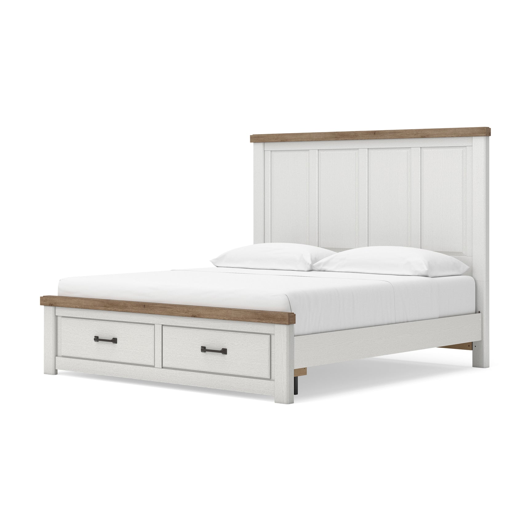 Savonport White/Brown King Panel Storage Bed (Online Special Price)